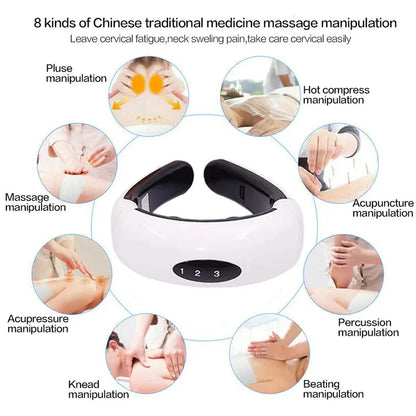 Electric Cervical Pulse Neck Massager Muscle Relax Massage Magnetic Therapy US