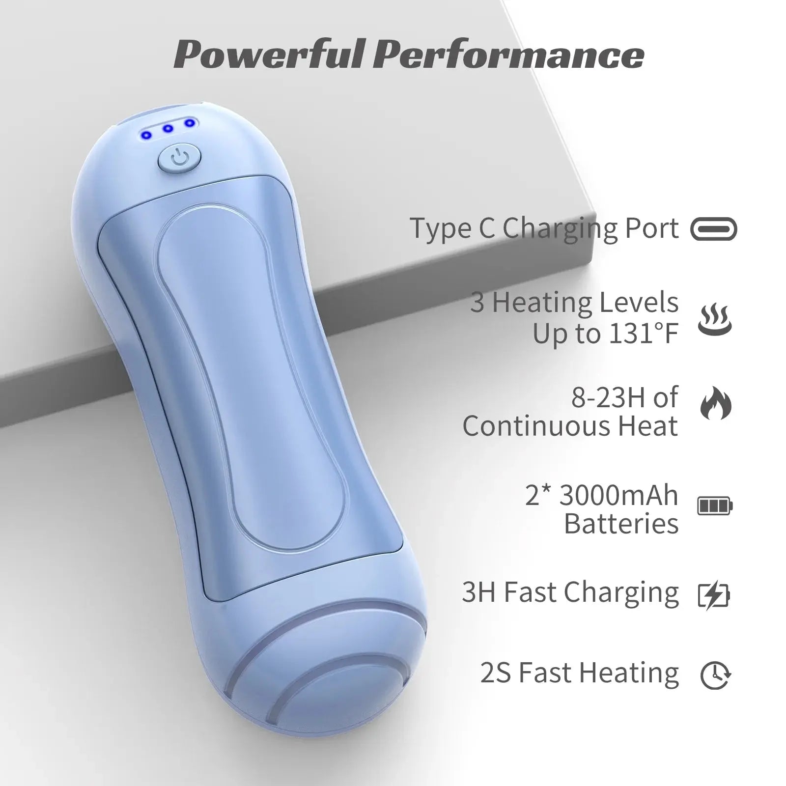 Hand Warmers Rechargeable 2 Pack,6000Mah Portable Electric Hand Warmer USB Pocket Heater 20+Hrs Safe Heat,Heat Therapy for Raynauds,Hunting,Golf,Camping,Women Mens Ideal Present,Blue