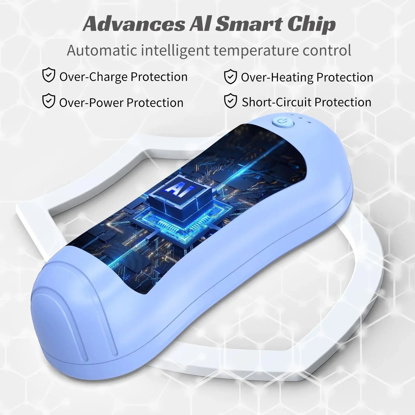 Hand Warmers Rechargeable 2 Pack,6000Mah Portable Electric Hand Warmer USB Pocket Heater 20+Hrs Safe Heat,Heat Therapy for Raynauds,Hunting,Golf,Camping,Women Mens Ideal Present,Blue