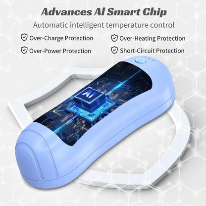 Hand Warmers Rechargeable 2 Pack,6000Mah Portable Electric Hand Warmer USB Pocket Heater 20+Hrs Safe Heat,Heat Therapy for Raynauds,Hunting,Golf,Camping,Women Mens Ideal Present,Blue