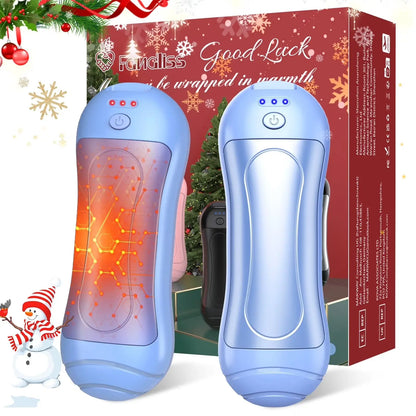 Hand Warmers Rechargeable 2 Pack,6000Mah Portable Electric Hand Warmer USB Pocket Heater 20+Hrs Safe Heat,Heat Therapy for Raynauds,Hunting,Golf,Camping,Women Mens Ideal Present,Blue