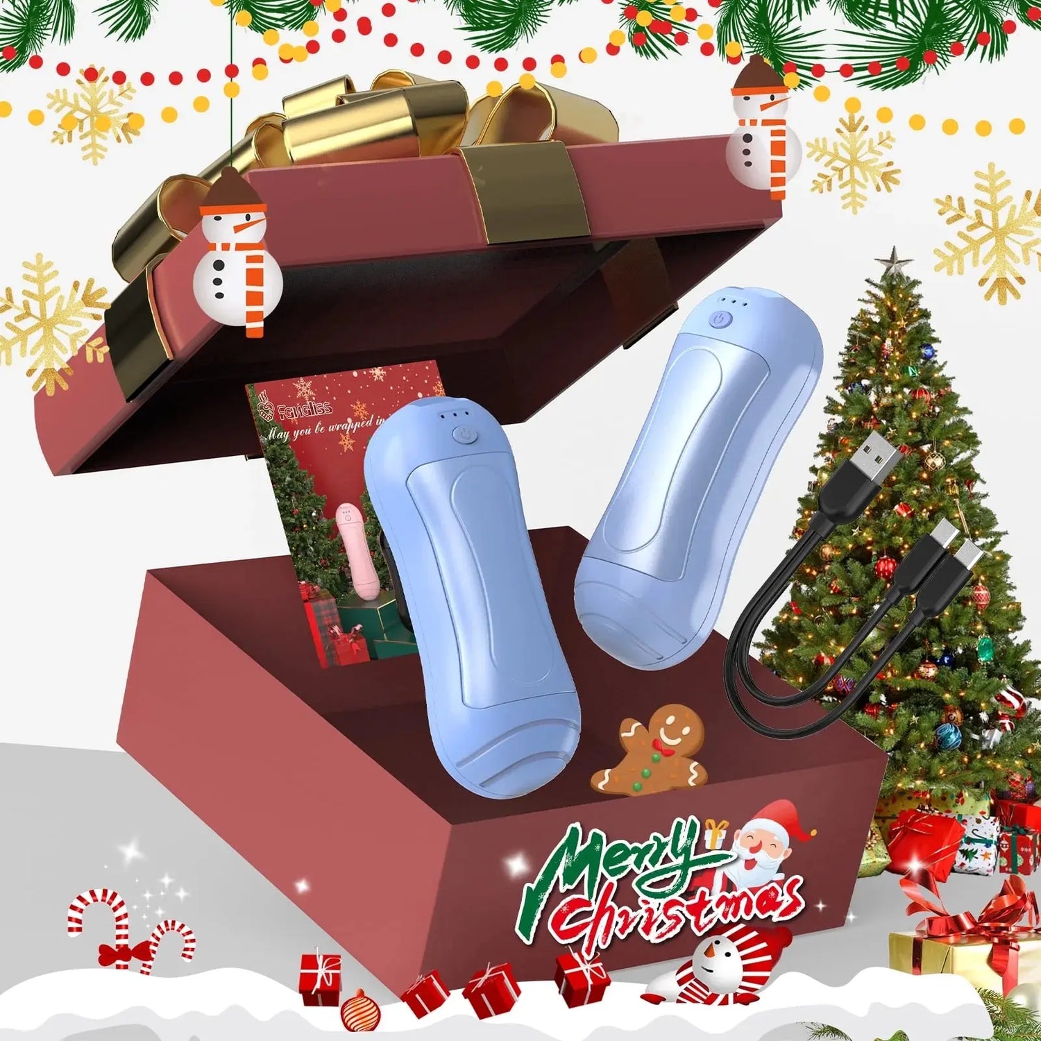 Hand Warmers Rechargeable 2 Pack,6000Mah Portable Electric Hand Warmer USB Pocket Heater 20+Hrs Safe Heat,Heat Therapy for Raynauds,Hunting,Golf,Camping,Women Mens Ideal Present,Blue